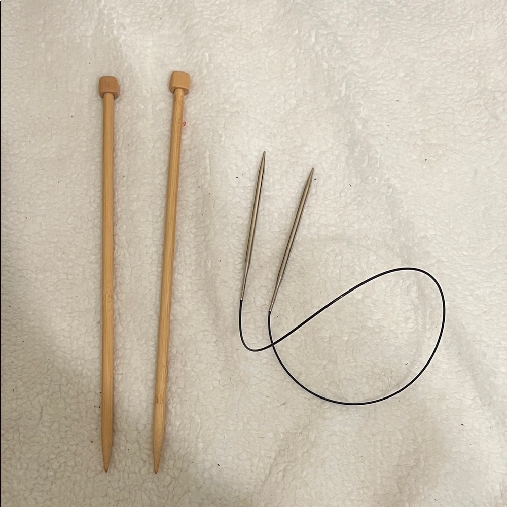 Premium Bamboo and Metal Knitting Needle Set